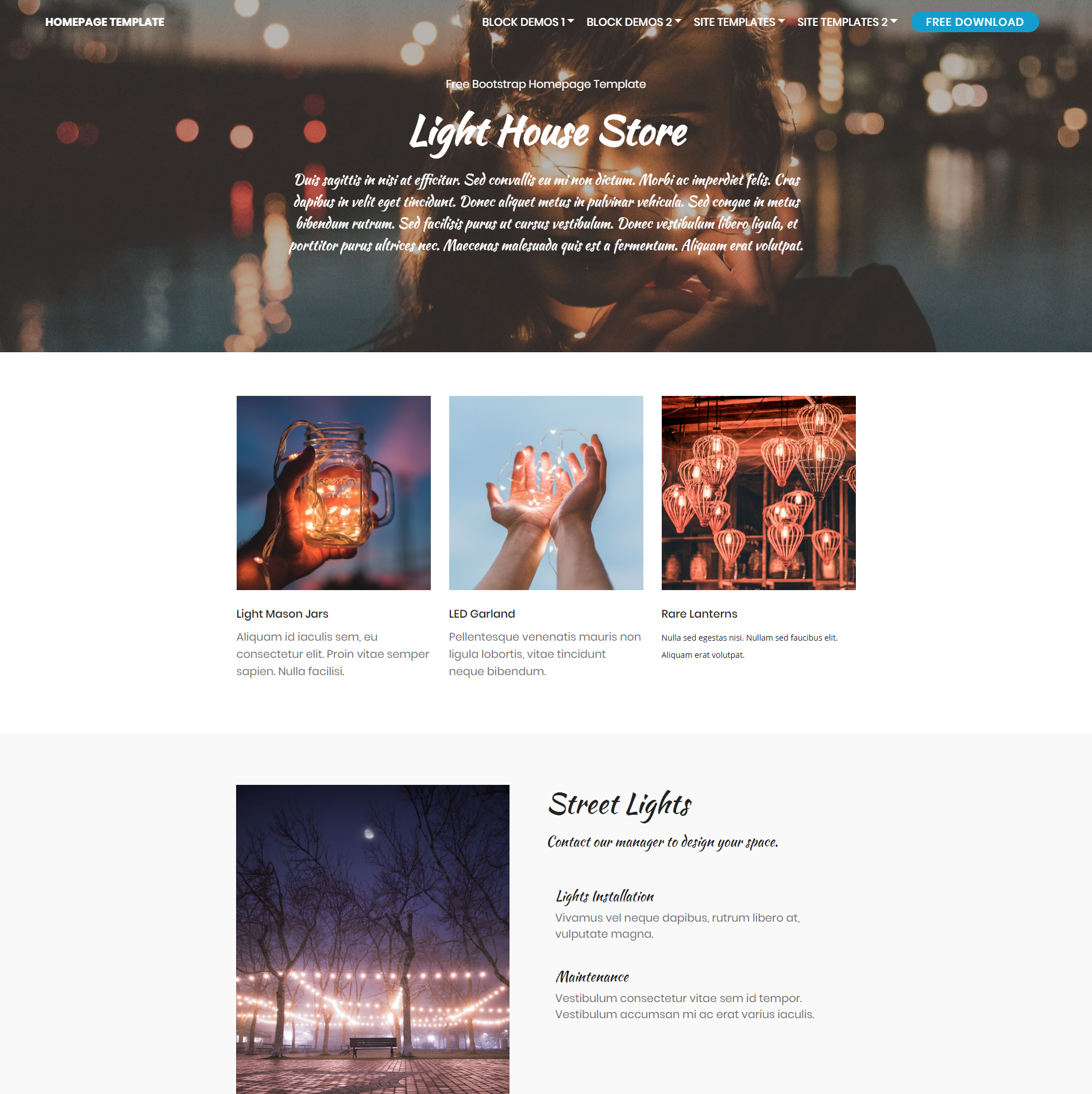 Free Bootstrap Homepage Templates